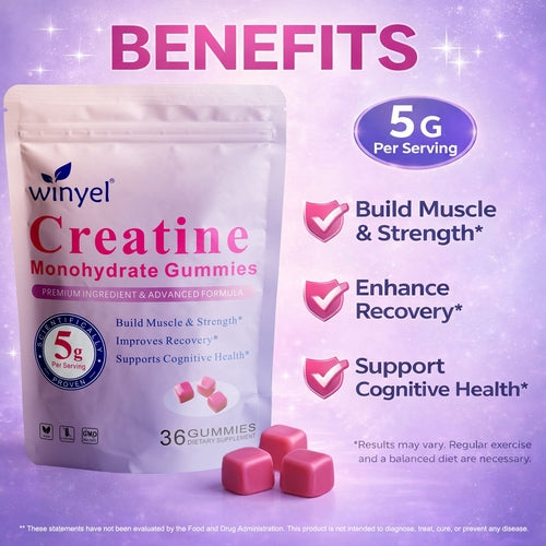 Creatine Monohydrate Gummies, 5 Grams Per Serving, Sugar-free Creatine